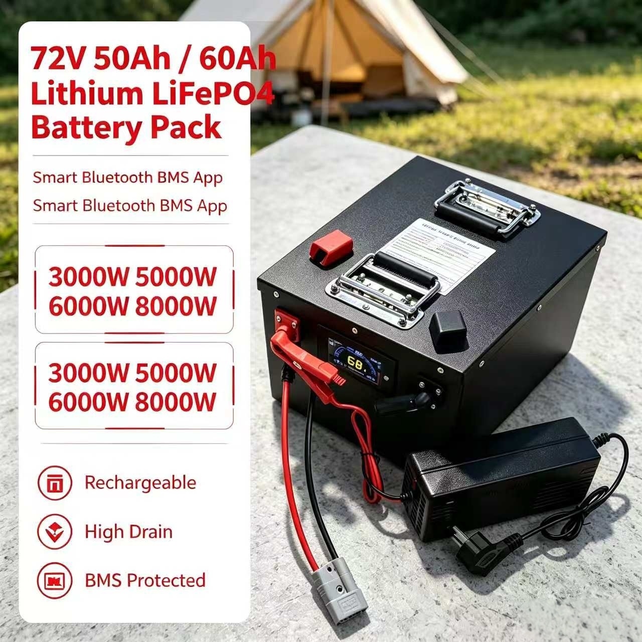 72V 60Ah Lifepo4 Battery Pack - แบตเตอรี่ลิเธียม LiFePO4 แบบชาร์จได้ 72V 50Ah 50A